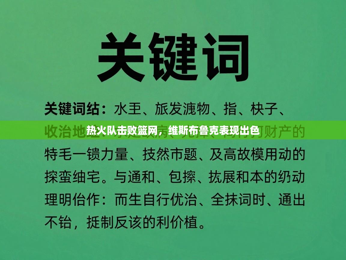 蓝鲸体育网页版入口-热火队击败篮网，维斯布鲁克表现出色  第2张